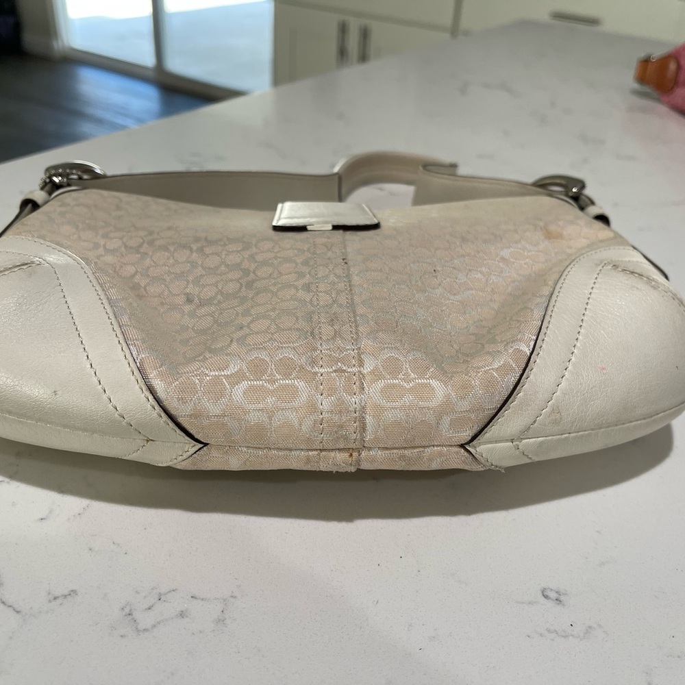 White coach monogram small hobo bag